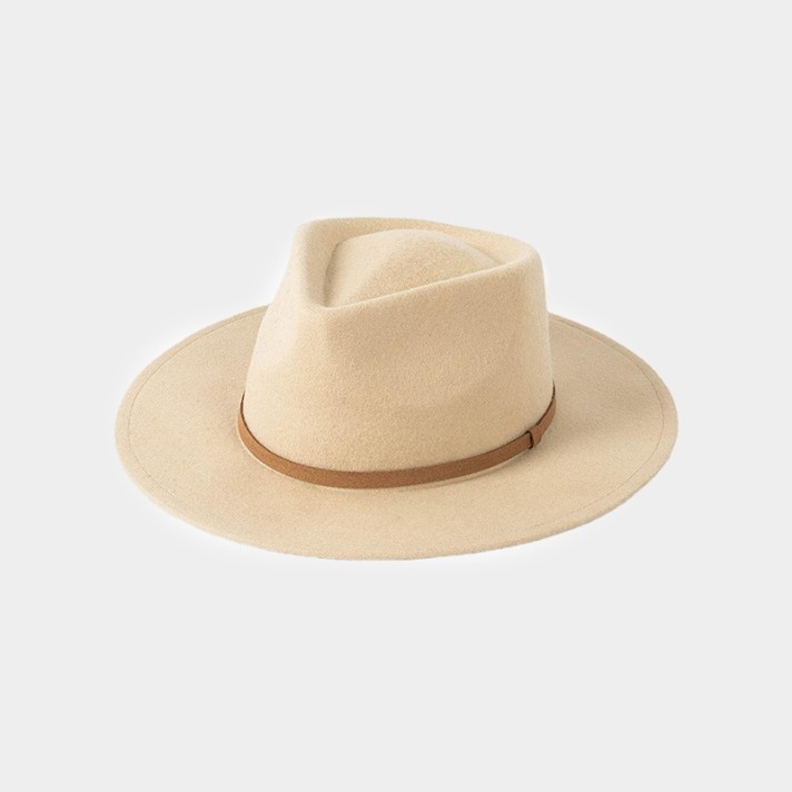 New simple wide-brimmed wool felt hat