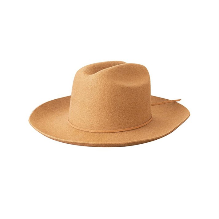 Lace-up bow wide-brimmed comfortable felt hat