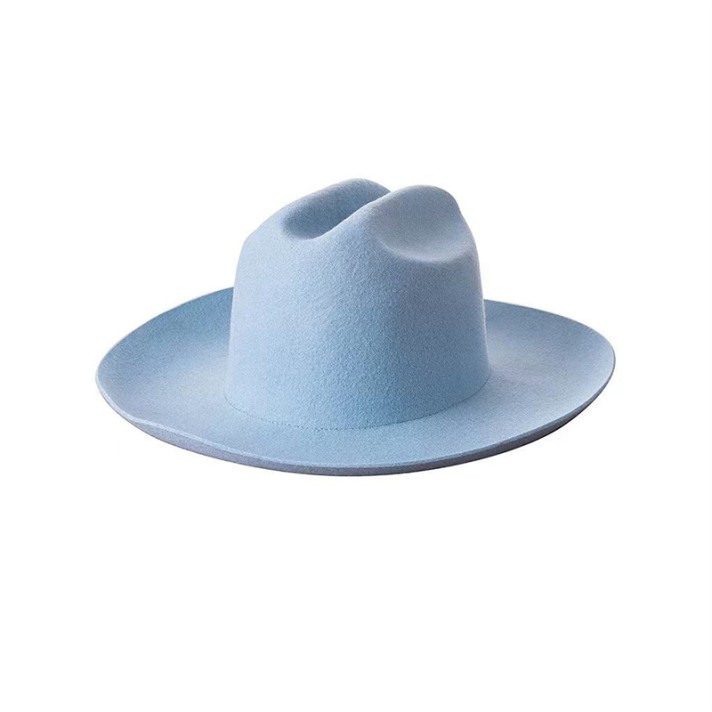 Lace-up bow wide-brimmed comfortable felt hat