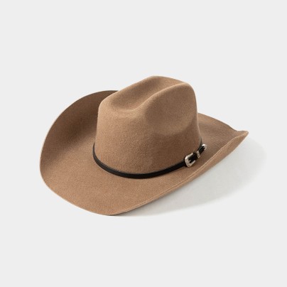 Autumn belt buckle rolled brim wool soft hat