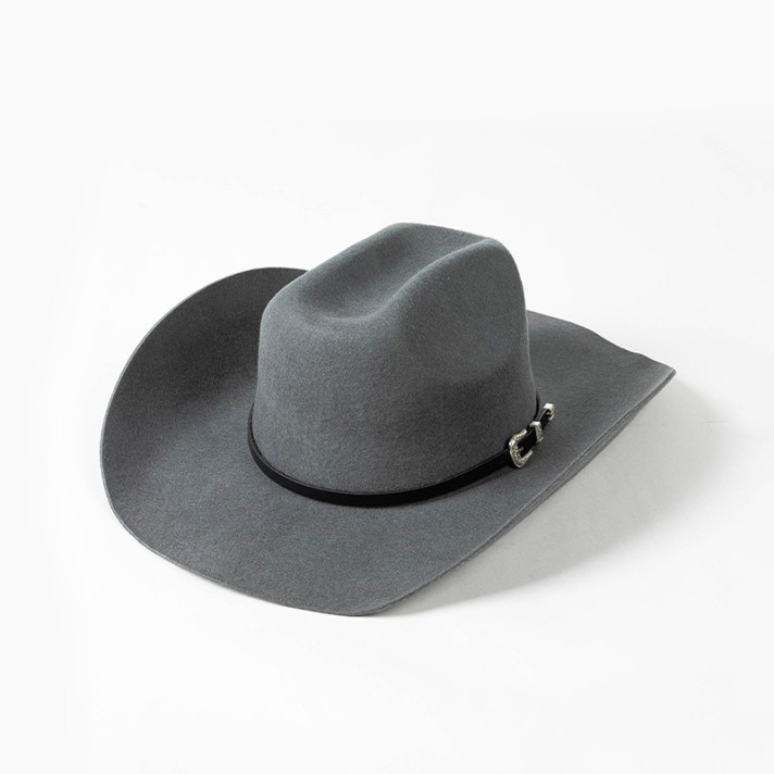 Autumn belt buckle rolled brim wool soft hat