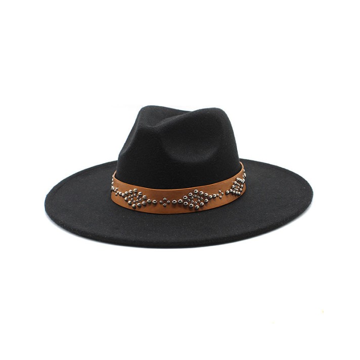 Retro wide-brimmed comfortable felt hat