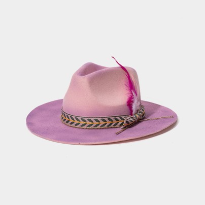 Wool felt hat with bow and feather decoration