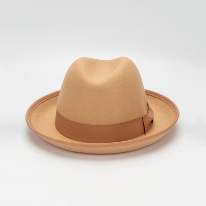 High-quality vintage short-brimmed felt hat