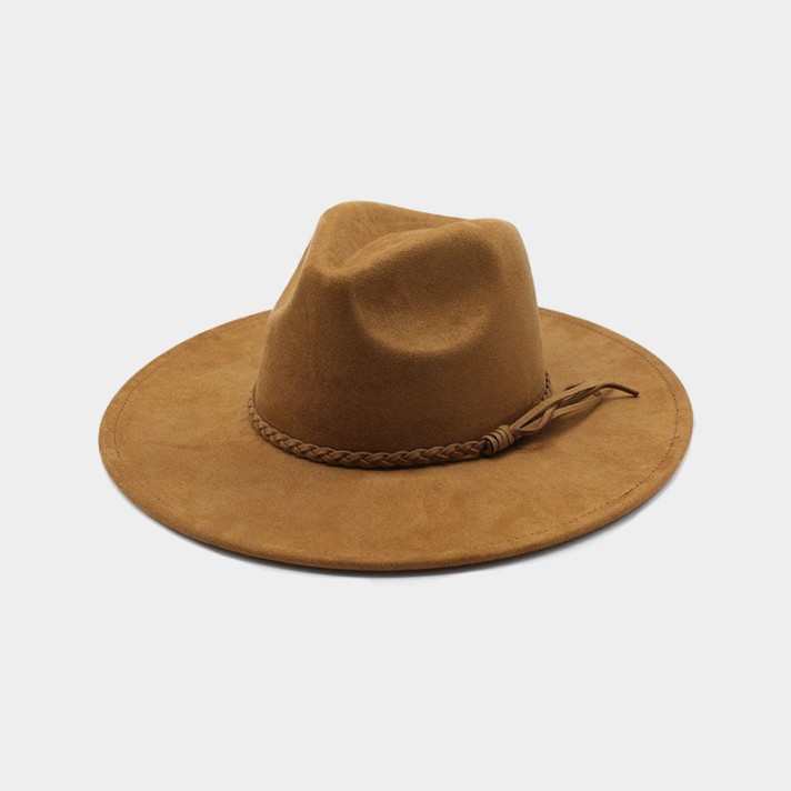 Wide-brimmed felt hat with tassel trim