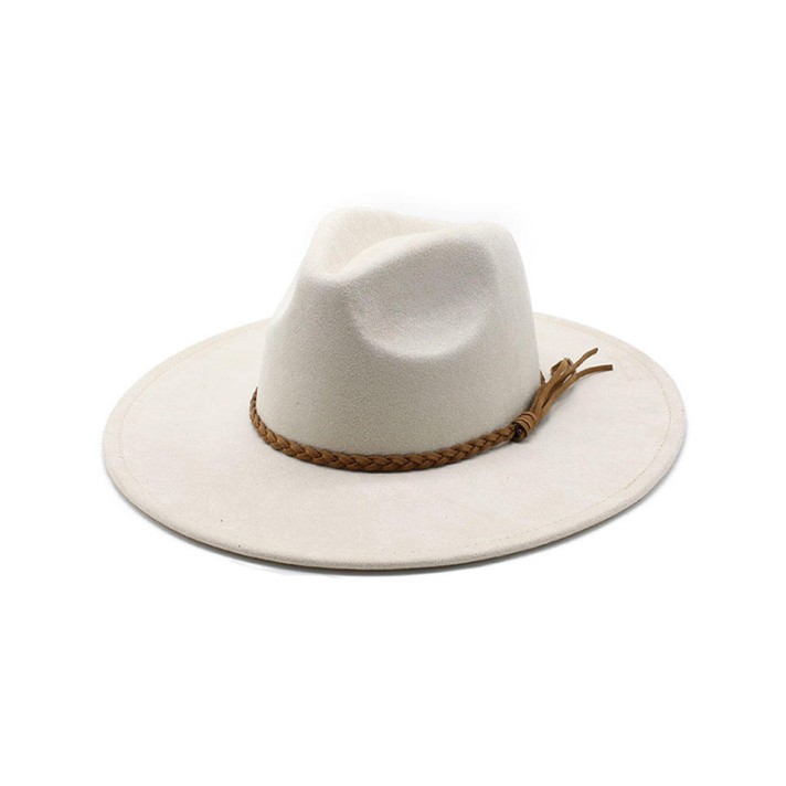 Wide-brimmed felt hat with tassel trim