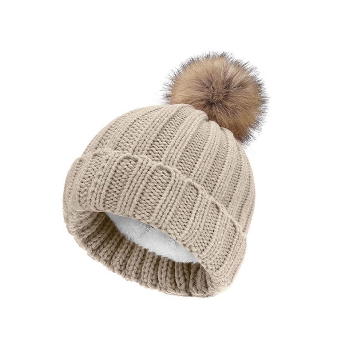 Elastic wool-lined warm knitted hat
