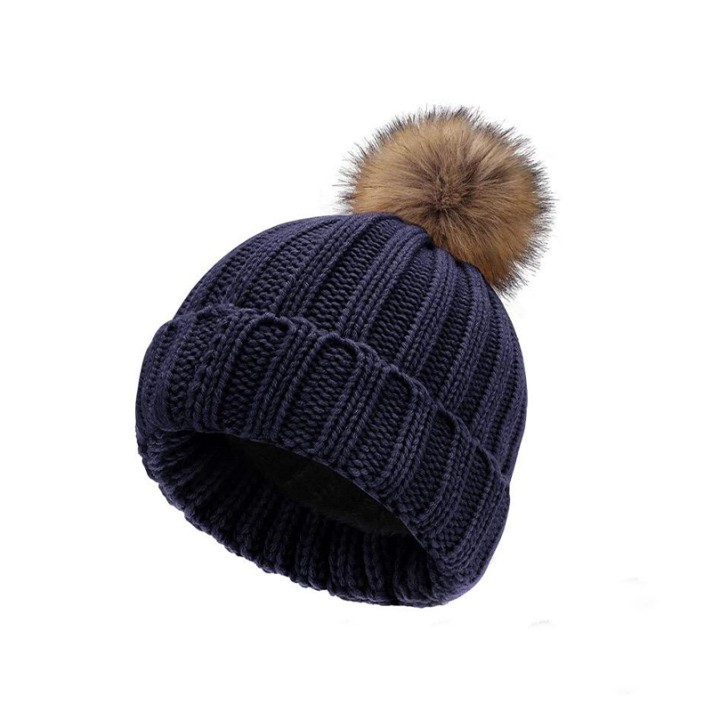 Elastic wool-lined warm knitted hat