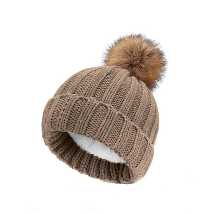 Elastic wool-lined warm knitted hat