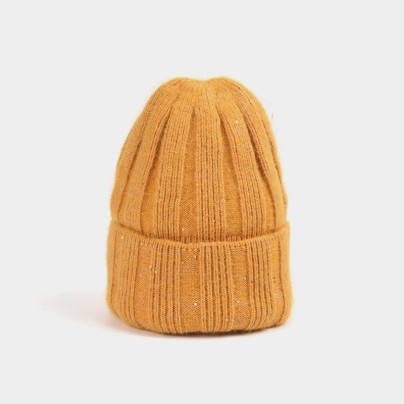 Sequin-embellished comfortable knit hat