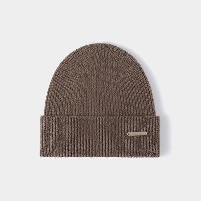Luxurious solid-color wool knitted hat