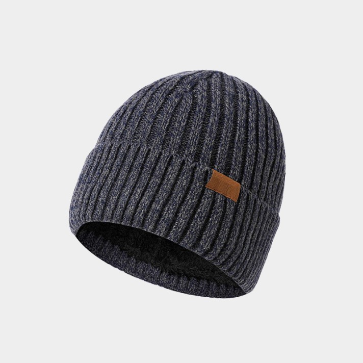 Winter fleece-lined warm knitted hat