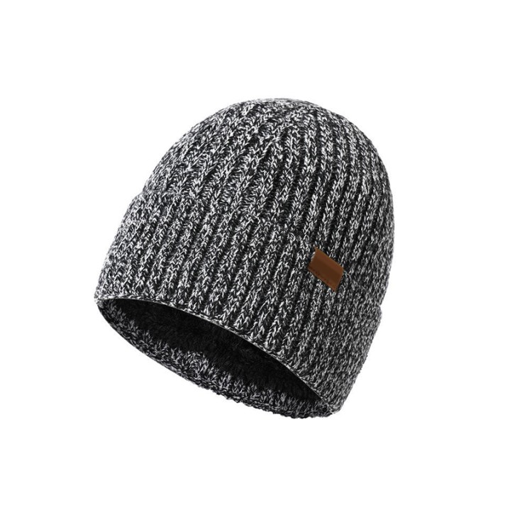 Winter fleece-lined warm knitted hat