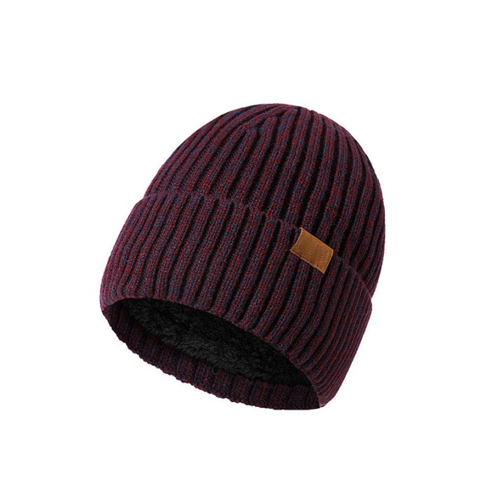 Winter fleece-lined warm knitted hat