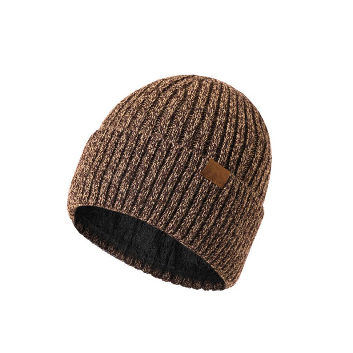 Winter fleece-lined warm knitted hat