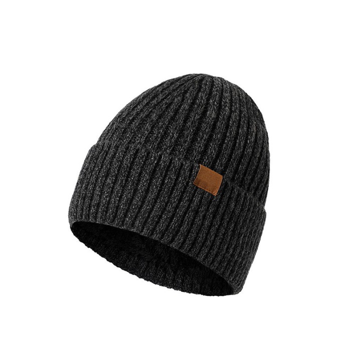 Winter fleece-lined warm knitted hat