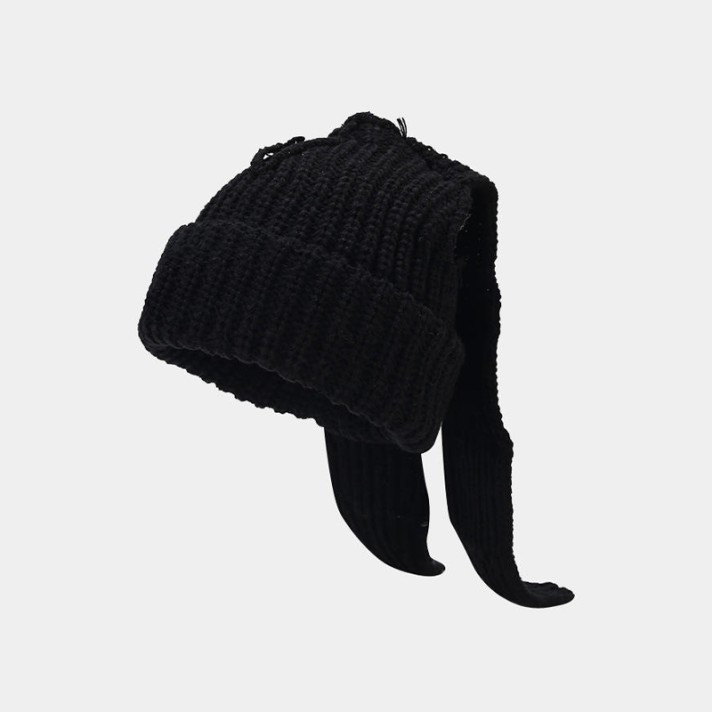 Outdoor warm and cute bunny ear knit hat