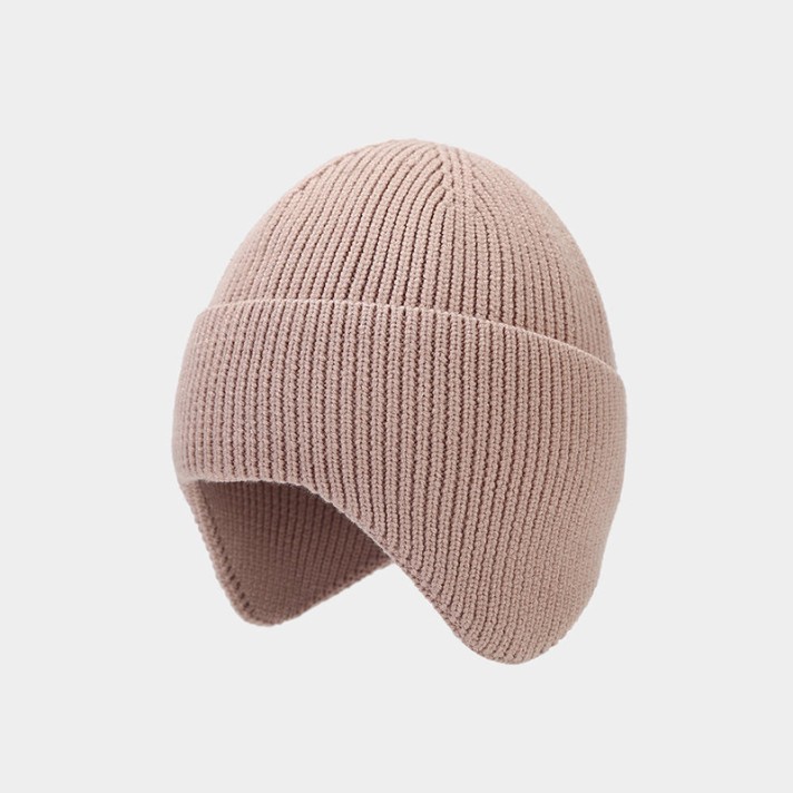 Simple dome-shaped knitted hat with ear flaps Simple dome-shaped knitted hat with ear flaps