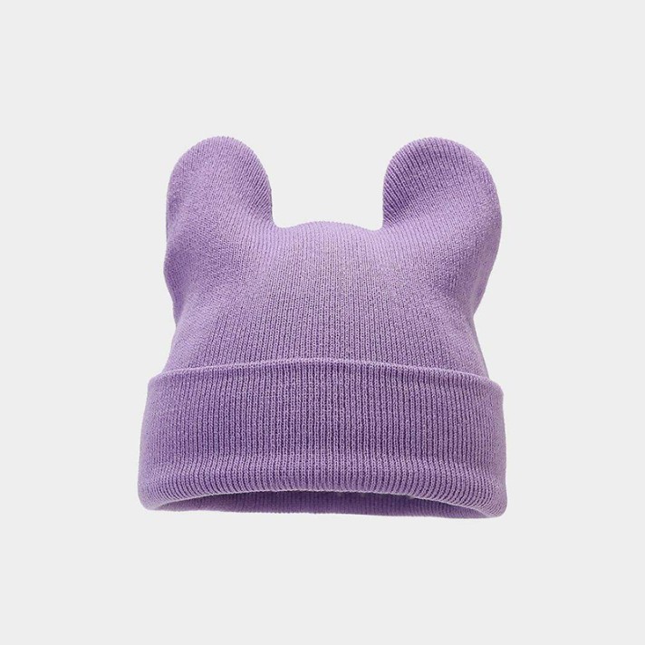 Solid color cute cartoon cow ear knitted hat Solid color cute cartoon cow ear knitted hat