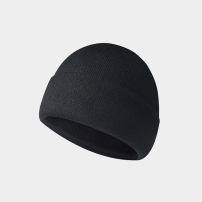 Wool-lined thickened brimless knitted cap