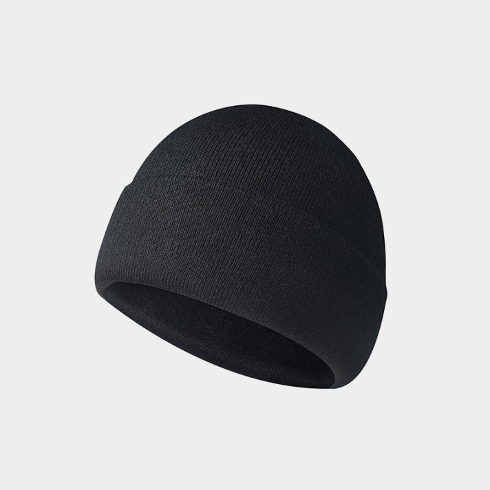 Wool-lined thickened brimless knitted cap