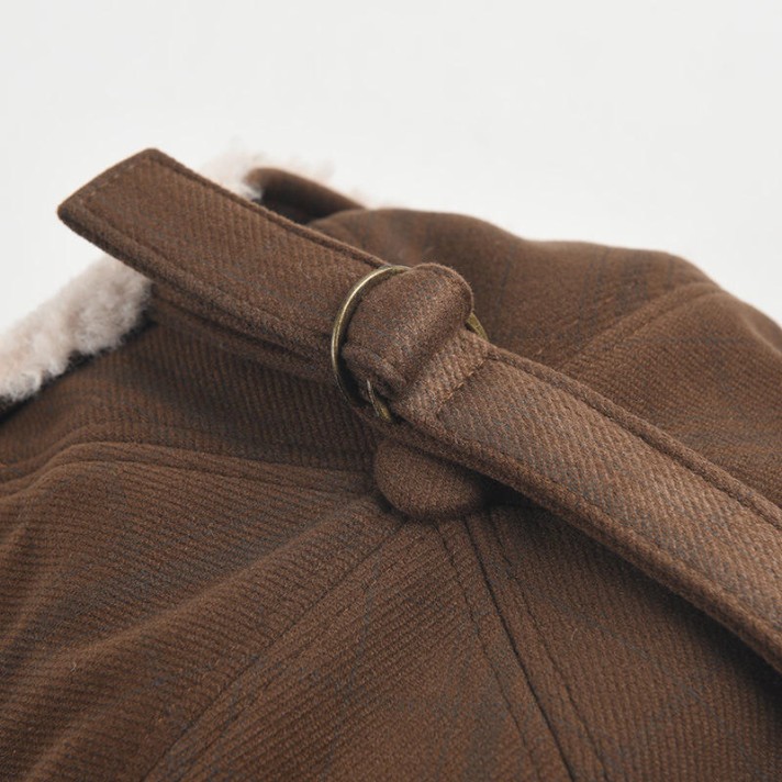 Retro outdoor warm fleece hat with ear flaps