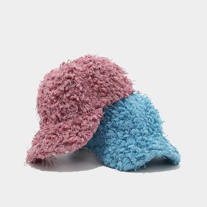 Trendy solid color thickened warm fleece hat