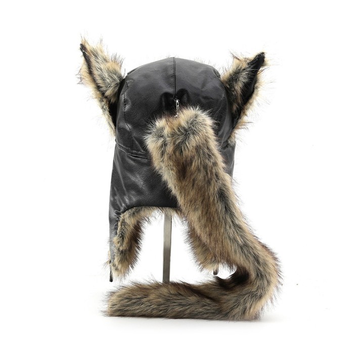 Creative wolf ear warm and windproof plush hat