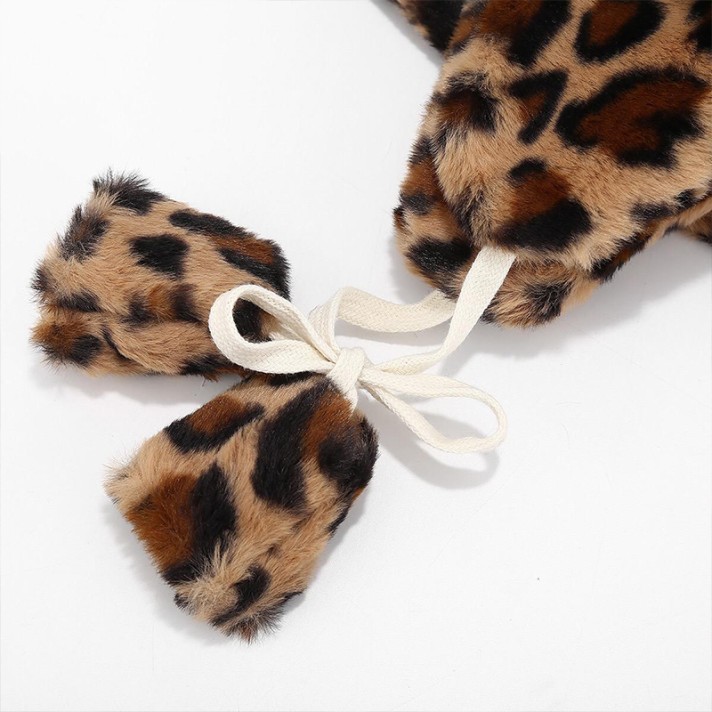 Leopard print warm and stylish plush hat