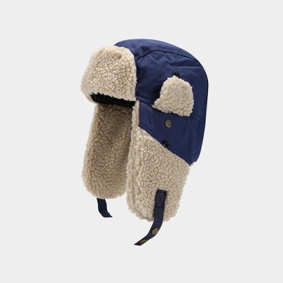 Retro outdoor warm fleece earflap hat