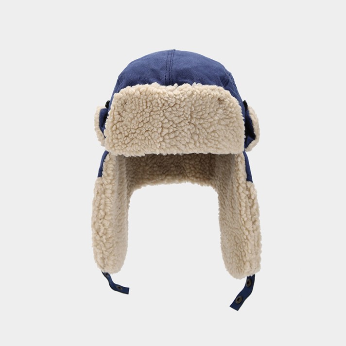 Retro outdoor warm fleece earflap hat