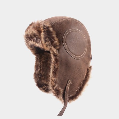 Brown warm and thick plush earflap hat