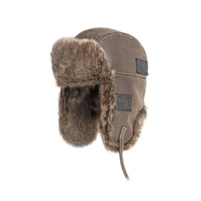 Windproof leather thickened ear flap cap