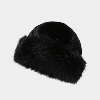 Solid color dome-shaped warm plush hat