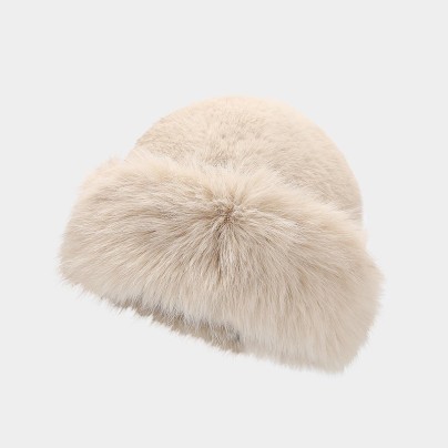 Solid color dome-shaped warm plush hat