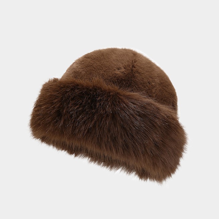 Solid color dome-shaped warm plush hat