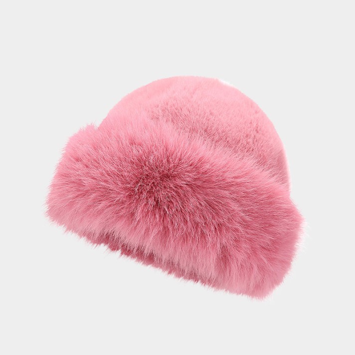 Solid color dome-shaped warm plush hat