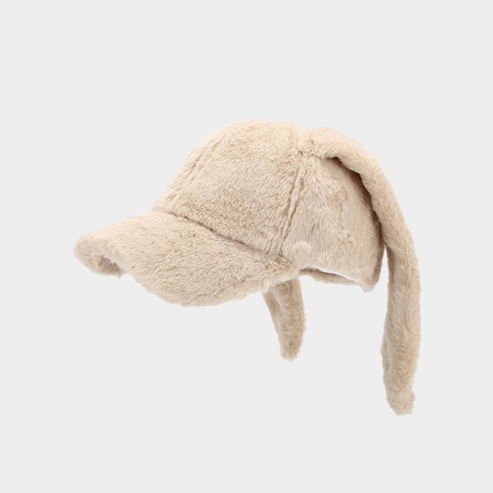 Cute long rabbit ear thickened plush hat