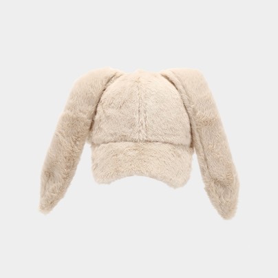 Cute long rabbit ear thickened plush hat