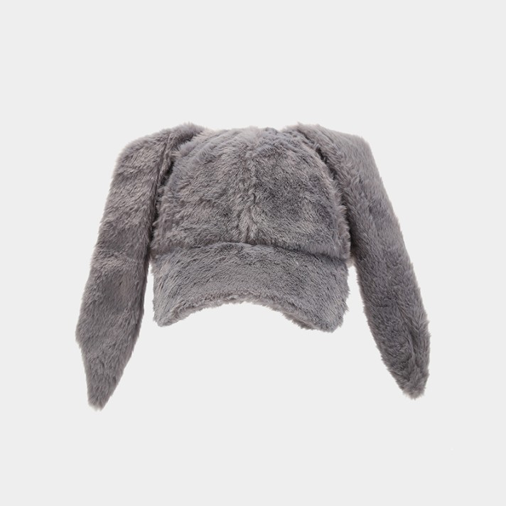 Cute long rabbit ear thickened plush hat