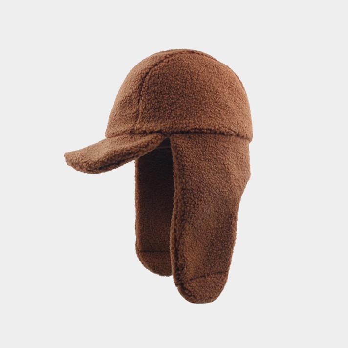 Simple and warm plush earflap hat