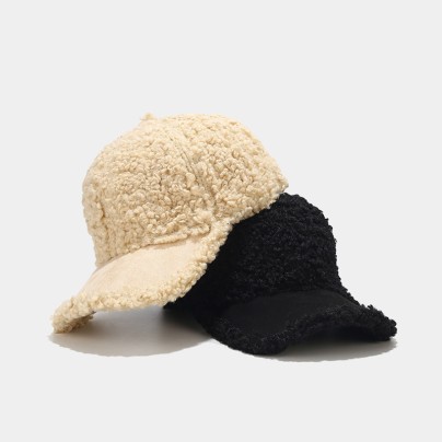 New simple wool patchwork plush hat