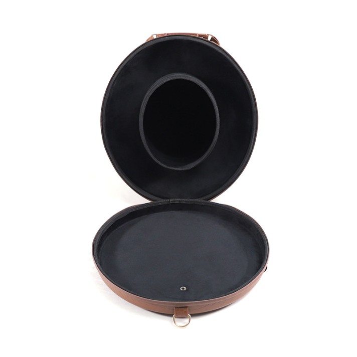 Brown vintage portable leather hat box