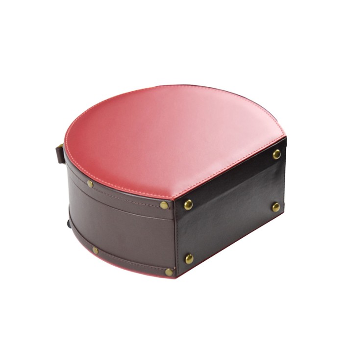 High-quality luxury leather round hat box
