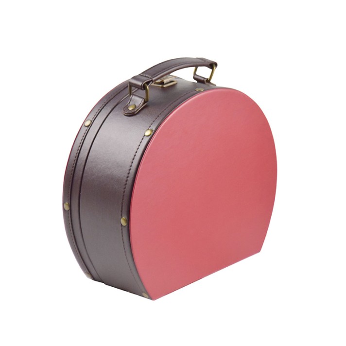 High-quality luxury leather round hat box