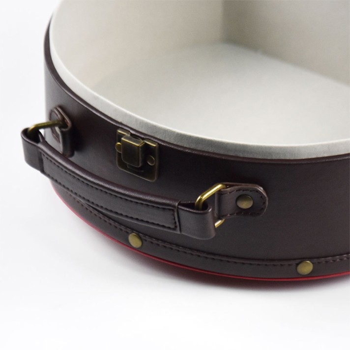 High-quality luxury leather round hat box