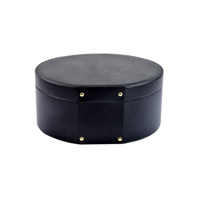 Durable and portable round leather hat box