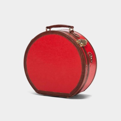 Retro color-blocked leather hat box