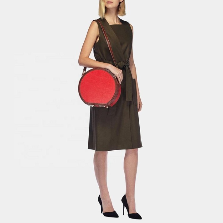 Retro color-blocked leather hat box