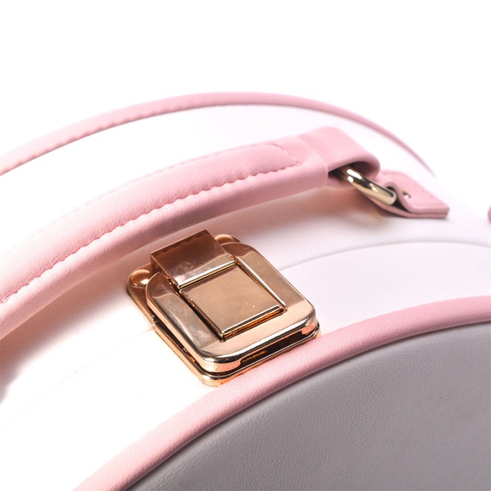 Simple round PU leather protective hat box